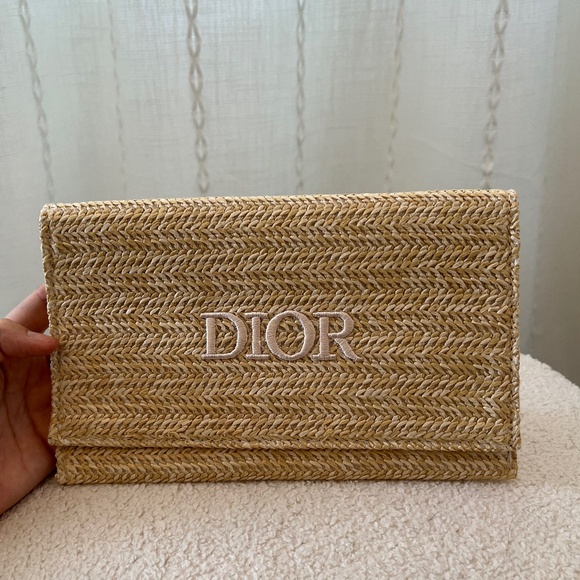 Dior Beauty 2023 Limited Edition Rattan Beige Clutch Pouch - Picture 1 of 8